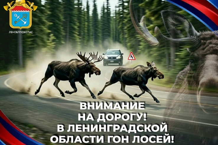 ВНИМАНИЕ НА ДОРОГУ! #ЛЕНОБЛПОЖСПАС ПРЕДУПРЕЖДАЕТ: В ЛЕНИНГРАДСКОЙ ОБЛАСТИ ГОН ЛОСЕЙ!