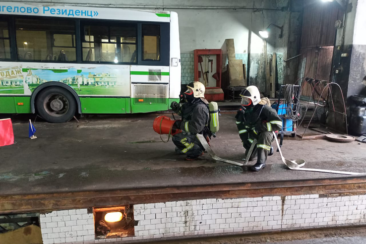 Пожарно-тактическое учение на Бокситогорском пассажирском автопредприятии